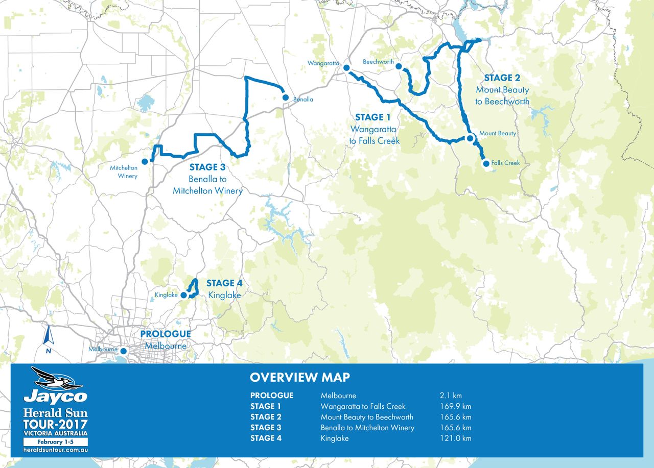 The 2017 Herald Sun Tour race map