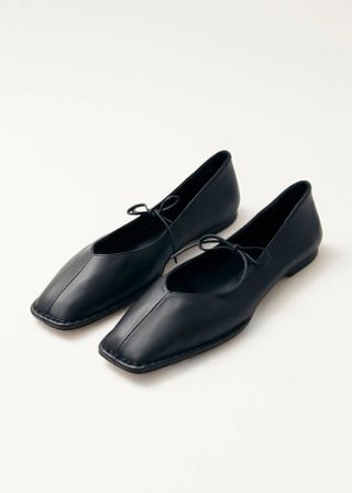 ALOHAS, Sway Black Leather Ballet Flats