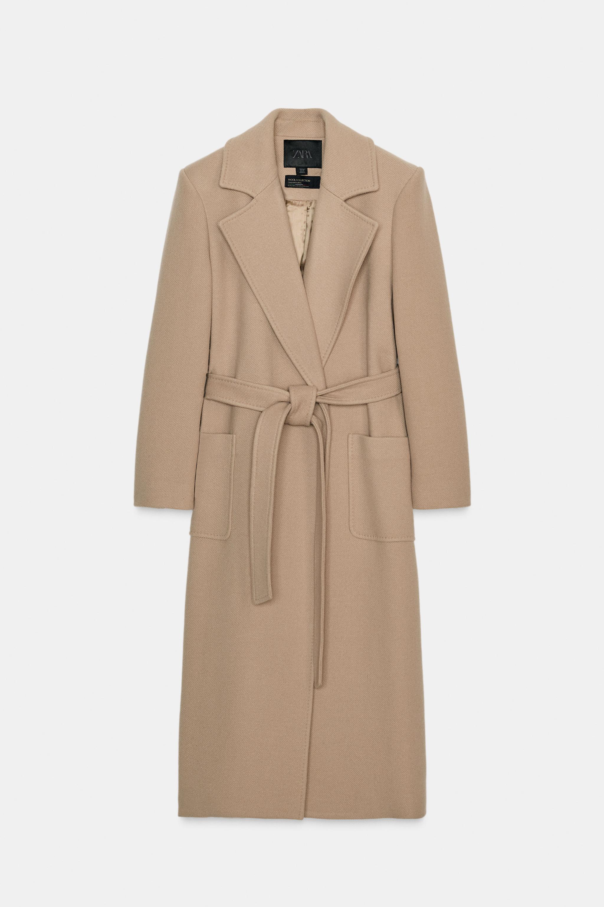 Zw Collection Wool Blend Belted Coat