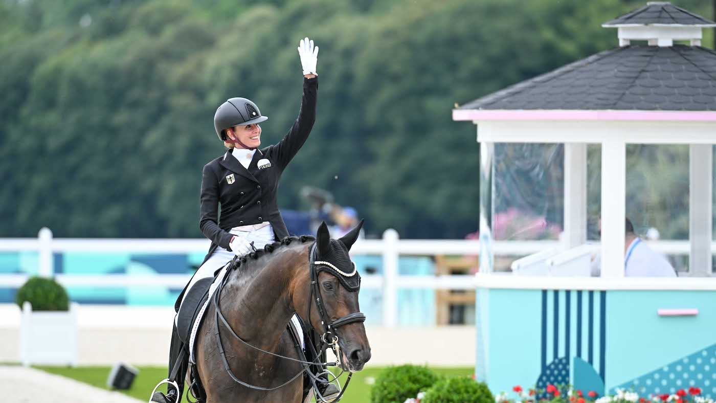 Jessica von Bredow-Werndl and TSF Dalera BB after their freestyle gold in Paris 2024