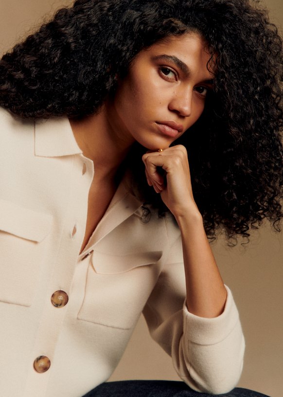 Betty Cardigan - Ecru - Merino Wool - S&amp;eacute;zane