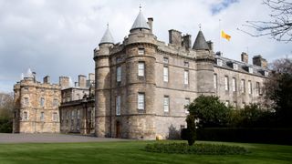 A flag flies at half mast over the Palace of Holyroodhouse