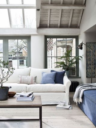 Light grey and blue living room