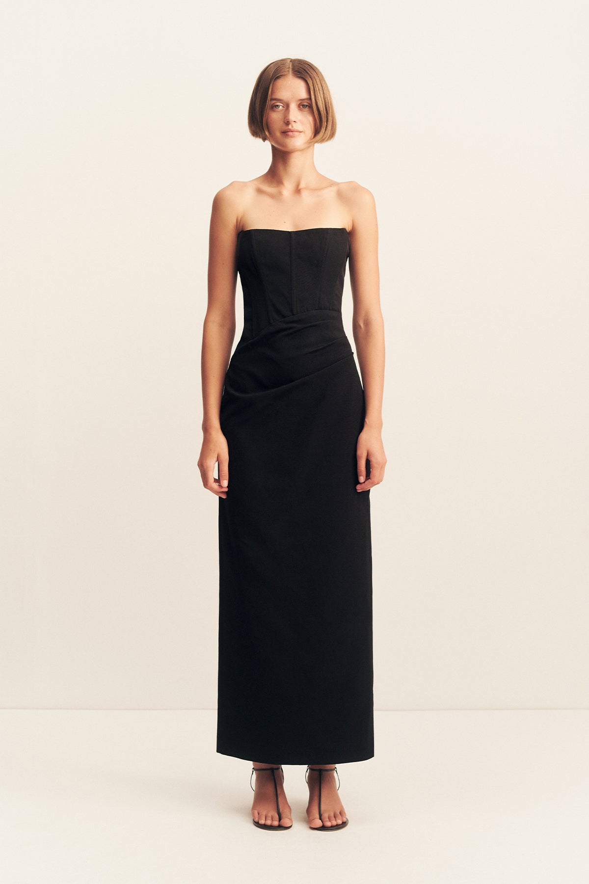 Oakley Strapless Corset Maxi Dress - Black