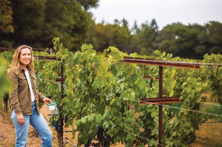 Diana Snowden Seysses in a vineyard
