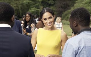 Megan Duchess of Sussex at Marlborough House in London meeting young people from the Commonwealth