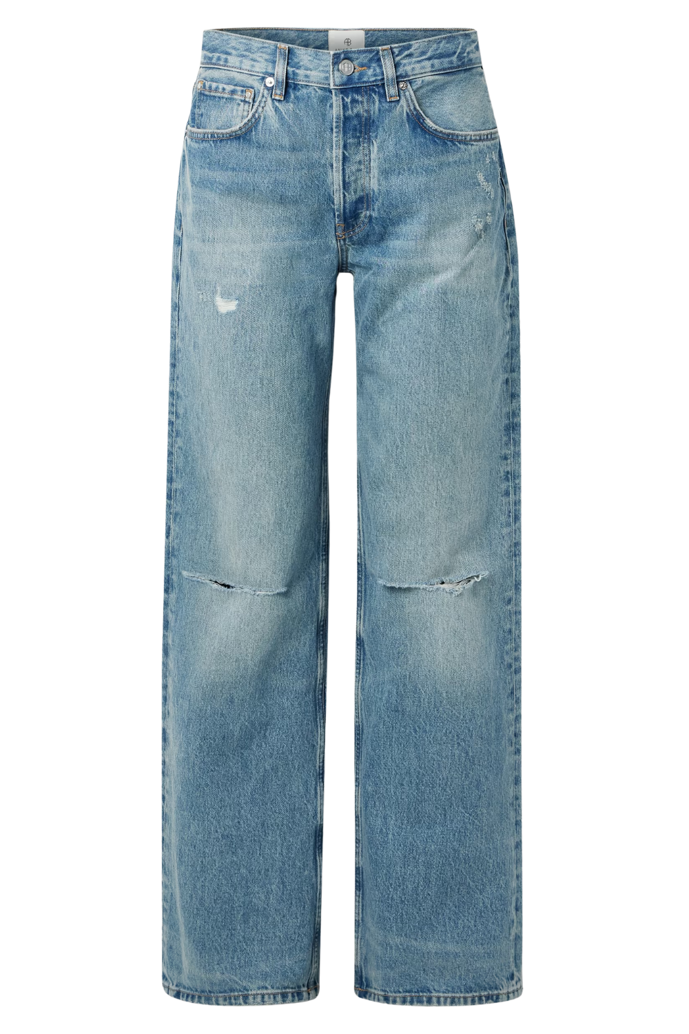 Hugh Distressed High-Rise Wide-Leg Jeans
