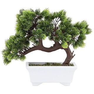 Juvale Artificial Fake Bonsai Tree for Office Desk, Potted Japanese Pine for Bookshelf Decoration, Home Decor (10 X 9 In)