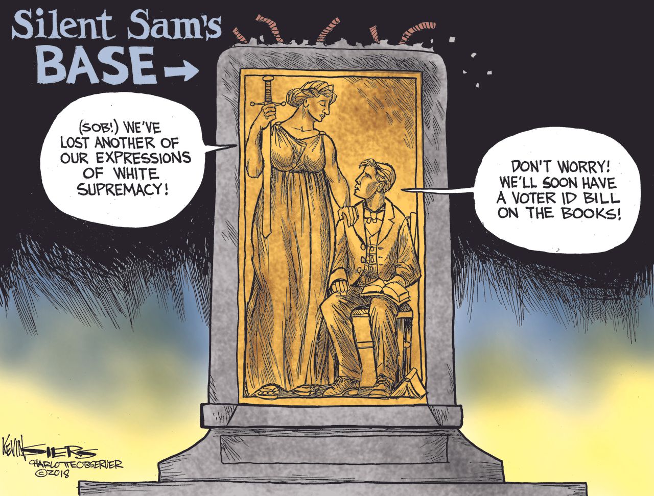 Editorial cartoon U.S. University of North Carolina confederate monuments