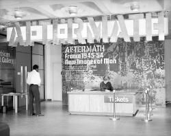 Barbican centre Entrance to art: the gallery ticket desk and design for the opening show in 1982, 'Aftermath'. Credit: Peter Bloomfieldhen