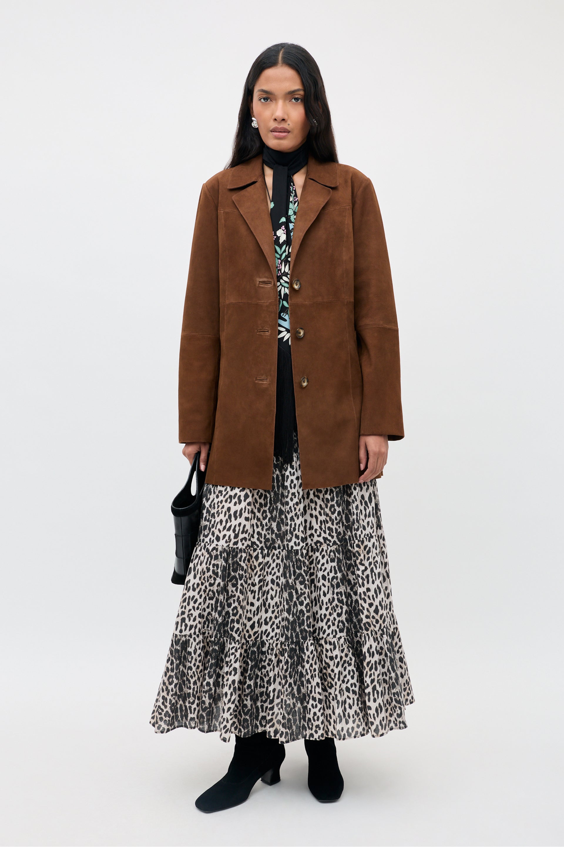 Lainey Suede Jacket in Brown Chestnut