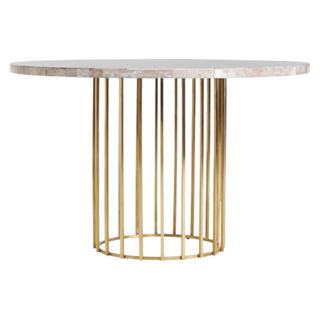 round marble and brass dining table