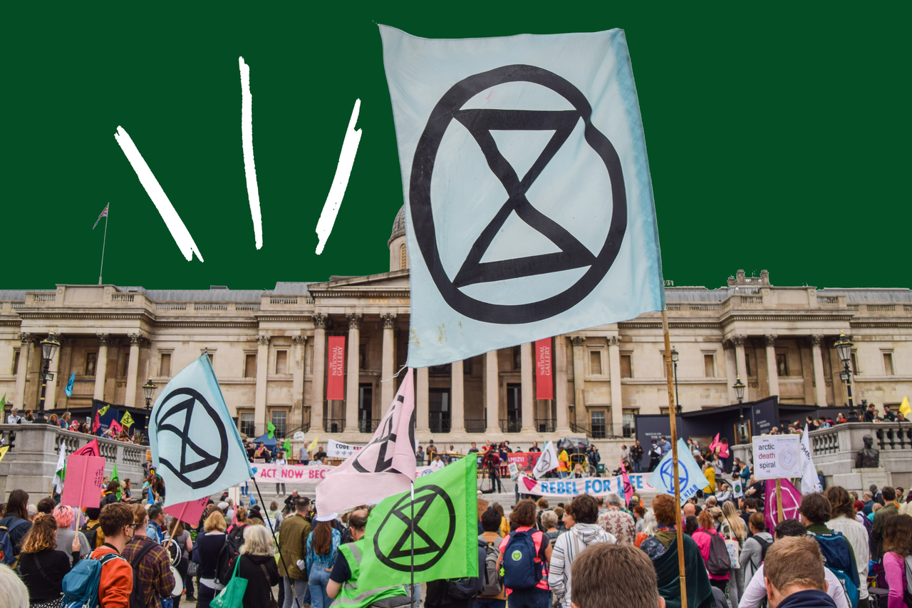 Extinction Rebellion in Trafalgar Square, 2021