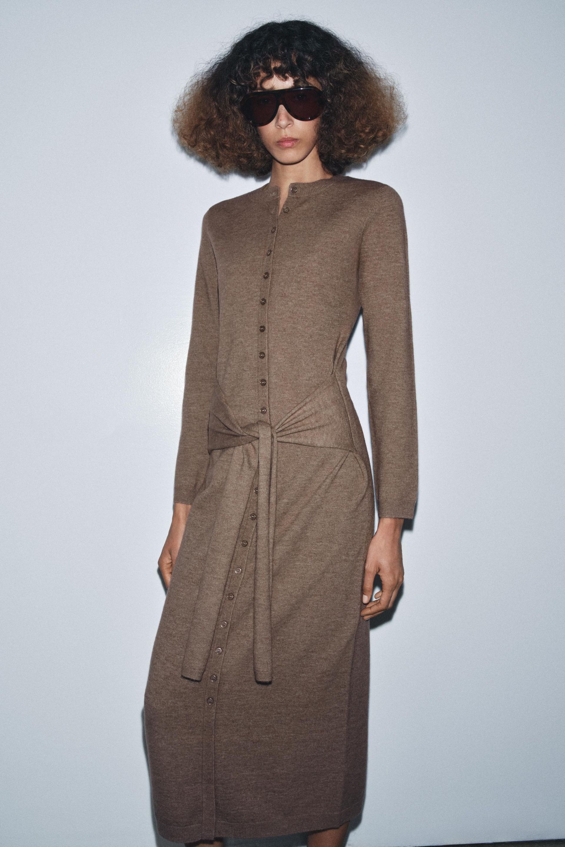 Knit Belted Midi Dress