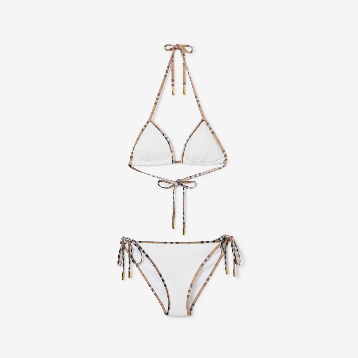White Bikini with Checked Trim