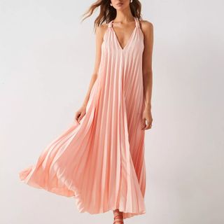 Mango Pleated Long Dress