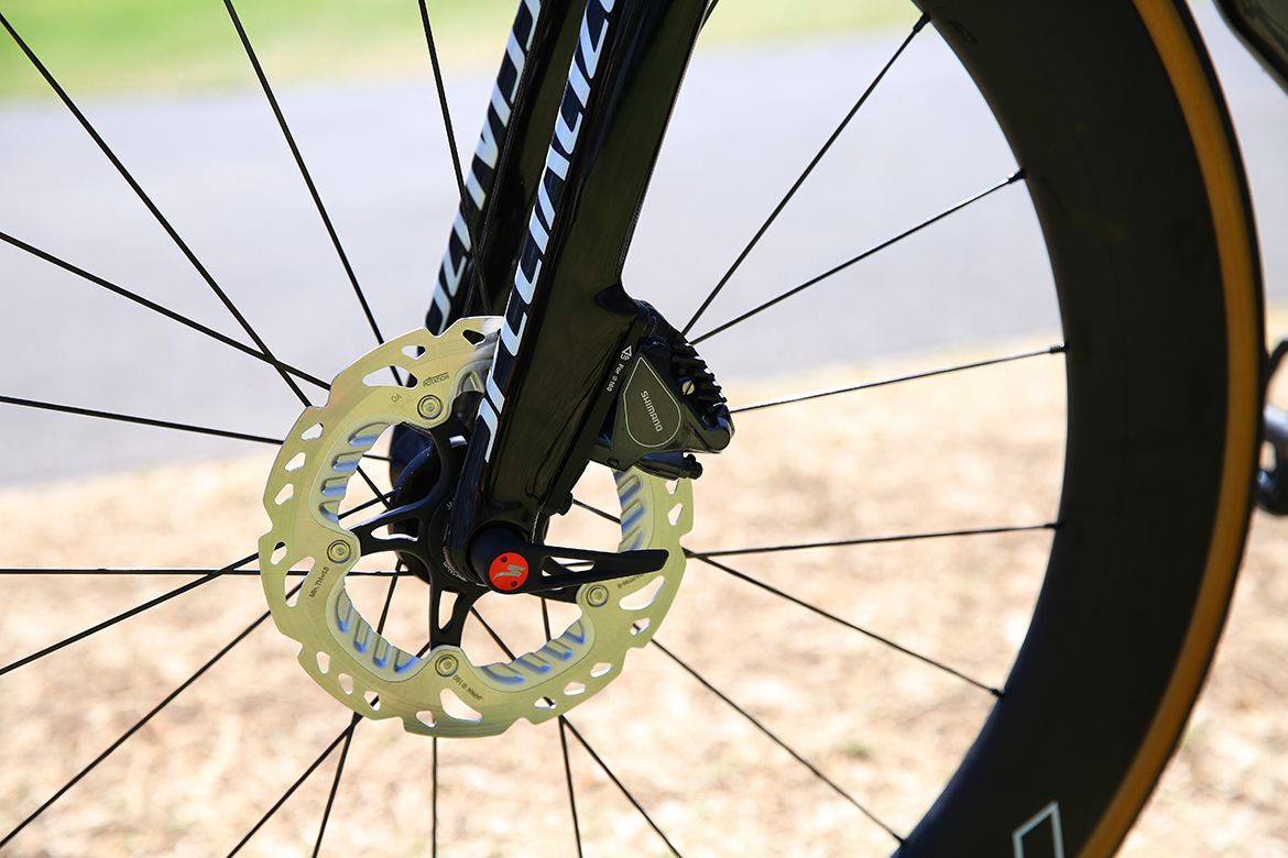 The front 160mm disc and fork