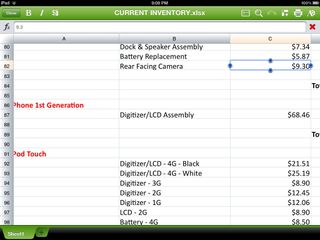 Quickoffice pro for ipad editing spreadsheets