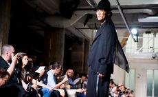 Male model at Paris fashion week wearing Yohji Yamamoto clothes
