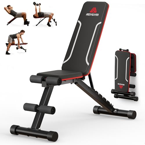 Roygym Folding Weight Bench, Multifunctional Workout Bench With 9-Way Adjustable Backrest, Exercise Bench Incline Bench for Full Body Workout, Adjustable Fitness Bench Stimulation Load 300 Kg