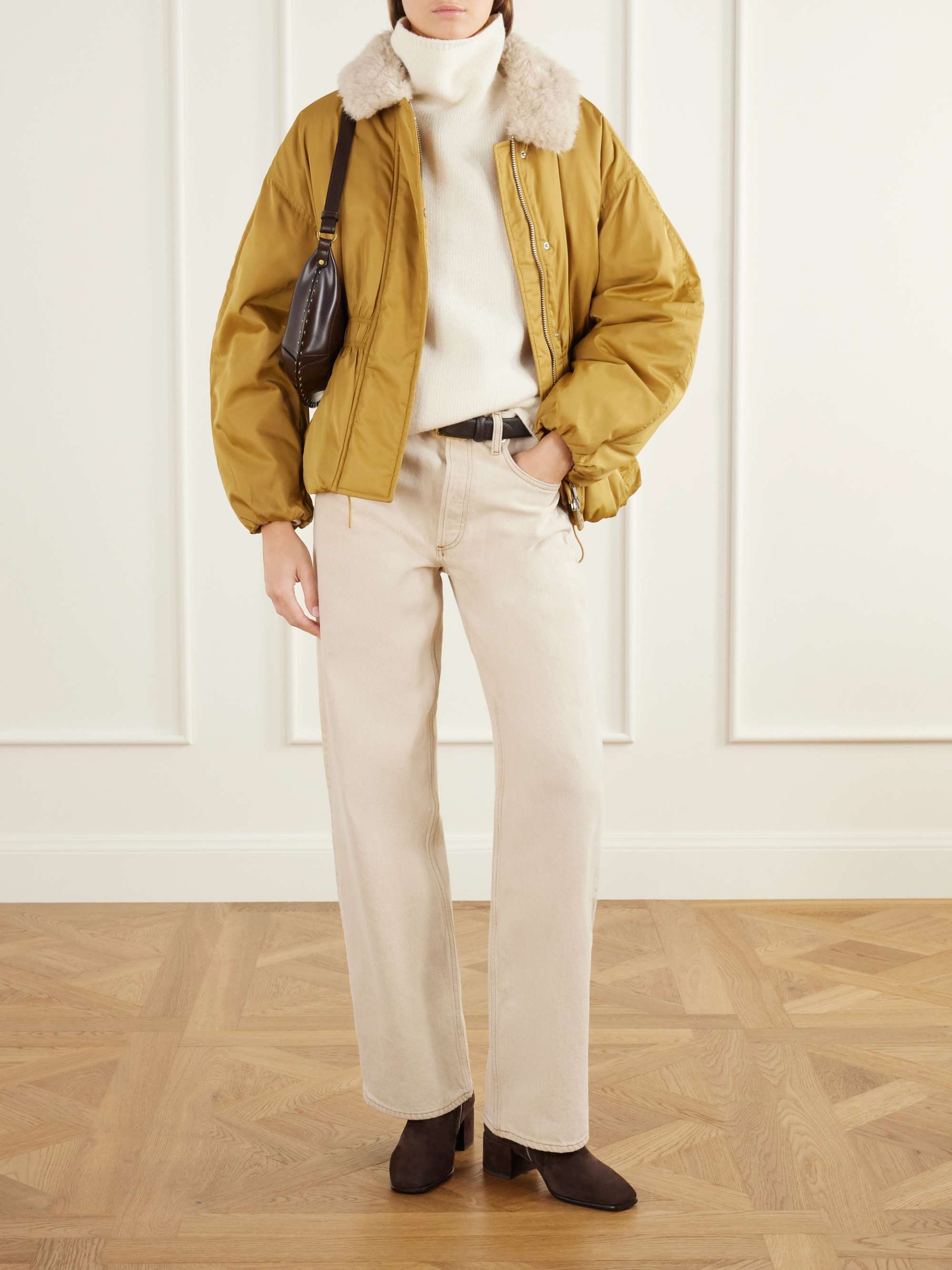 Selja Plush-Trimmed Shell Coat