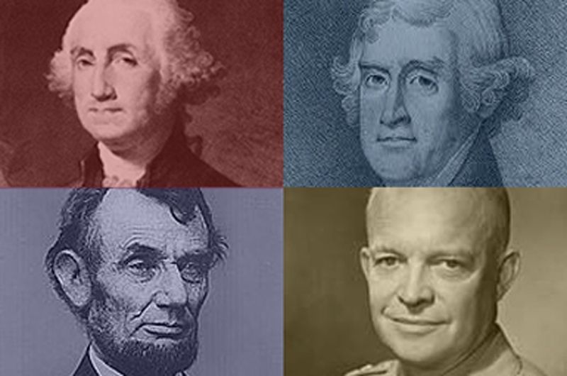 A new contest aims to reveal the most science-friendly president. Shown here, George Washington, Thomas, Jefferson, Abraham Lincoln and Dwight Eisenhower.