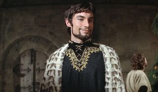 The Lion In Winter Timothy Dalton smiling in medieval garb