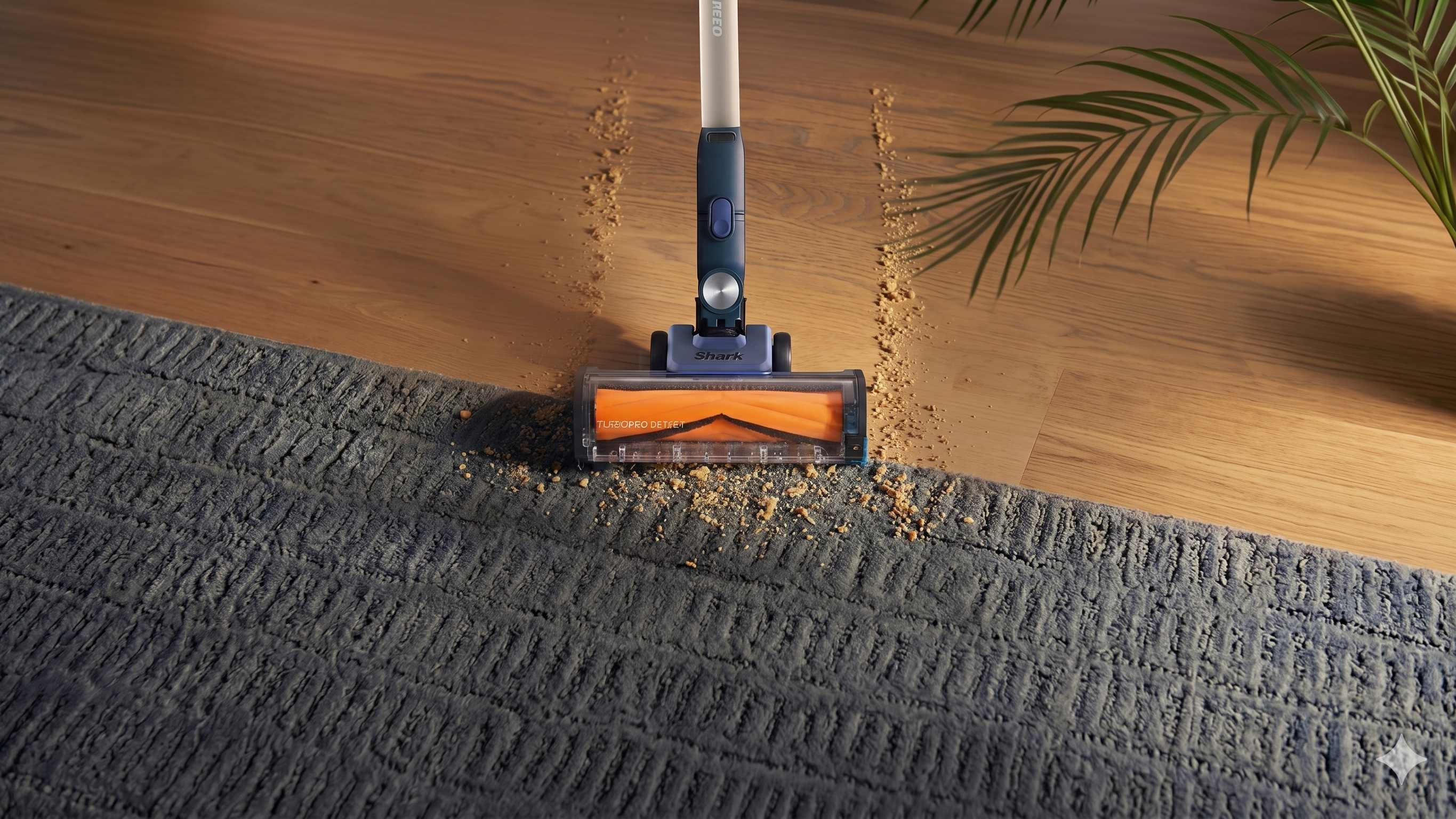 The Shark PowerDetect Speed IA1241UK cleaning up a messy floor.