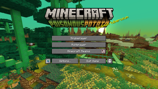 The splash screen for the gag Poisonous Potato update in Minecraft