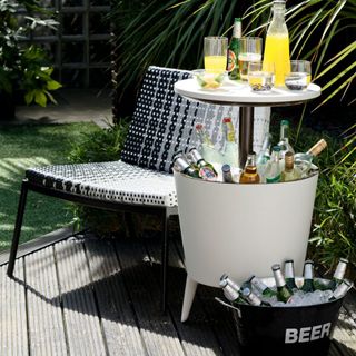 side table bar with chair and beer