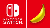 Nintendo Switch logo and a banana from Donkey Kong