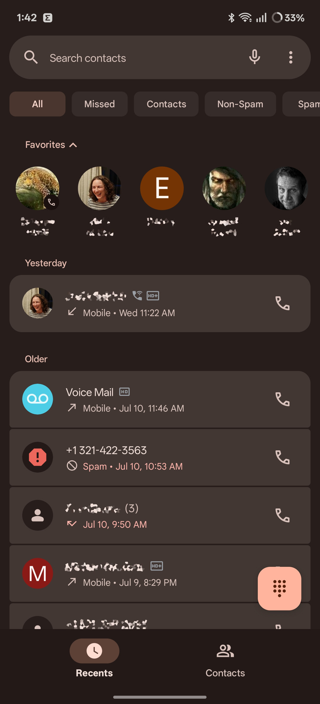 new UI for the Google Phone app