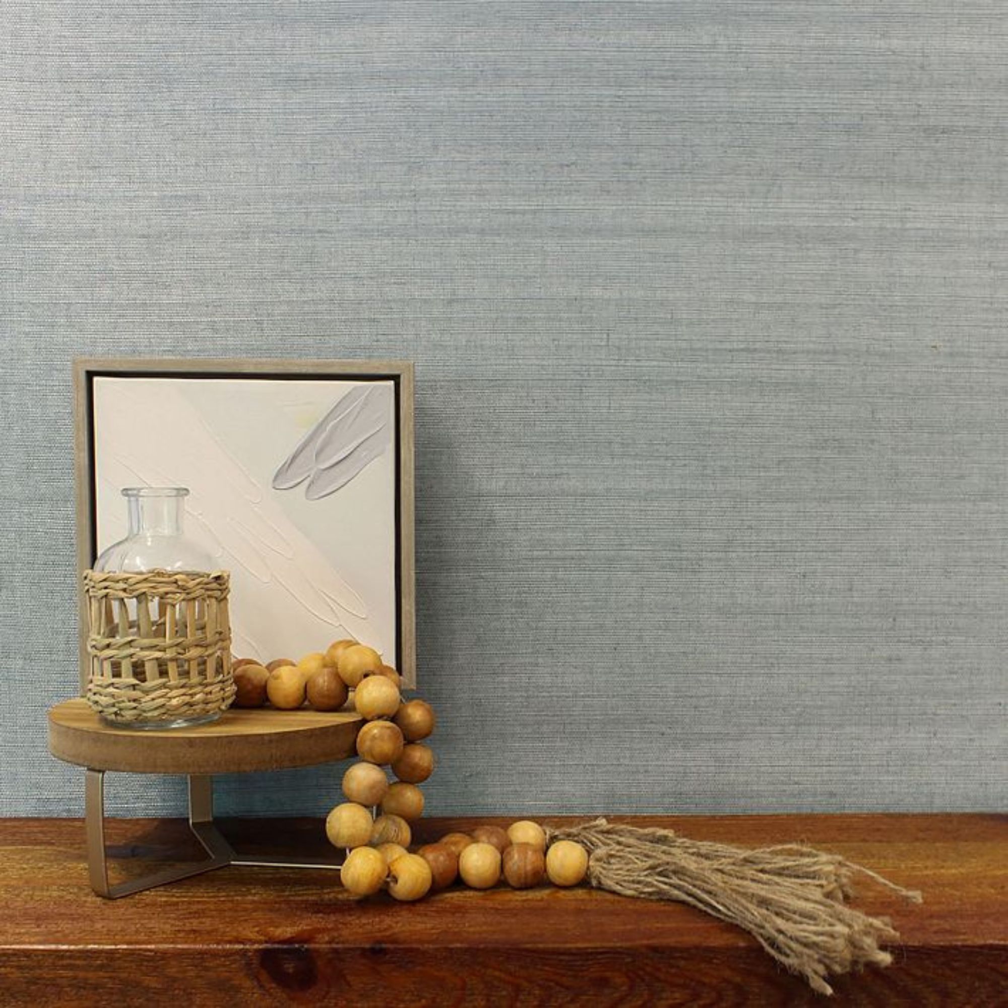 Sisal Authentic Grasscloth Wallpaper (Steel Blue)