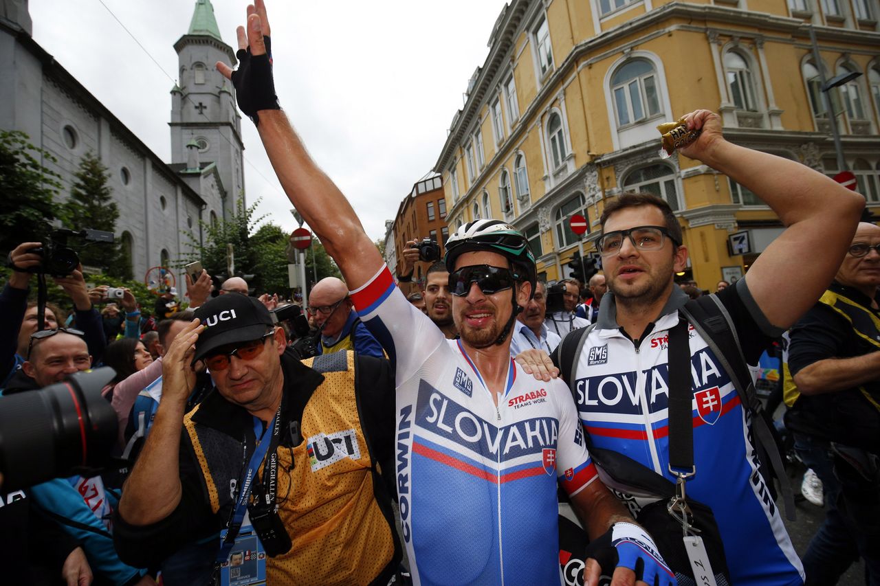 Peter Sagan (Slovakia) celebrates his third win