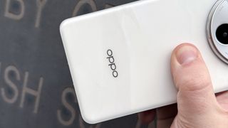 Oppo Find X8 Pro logo and Pearl White finish on back