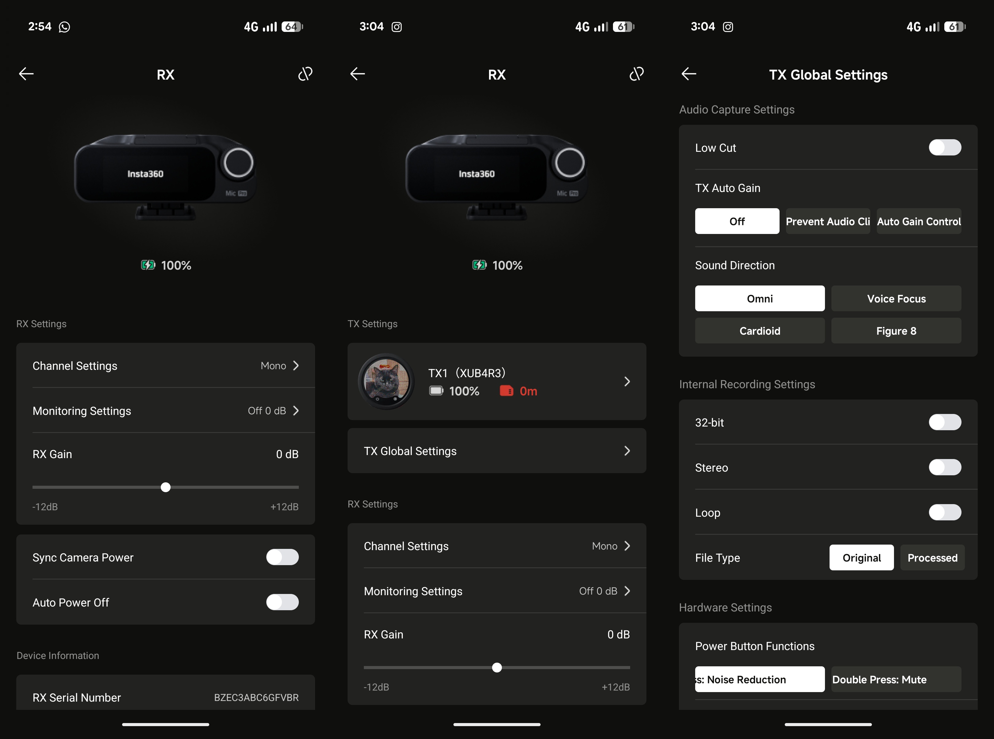 Insta360 Mic Pro app screenshots