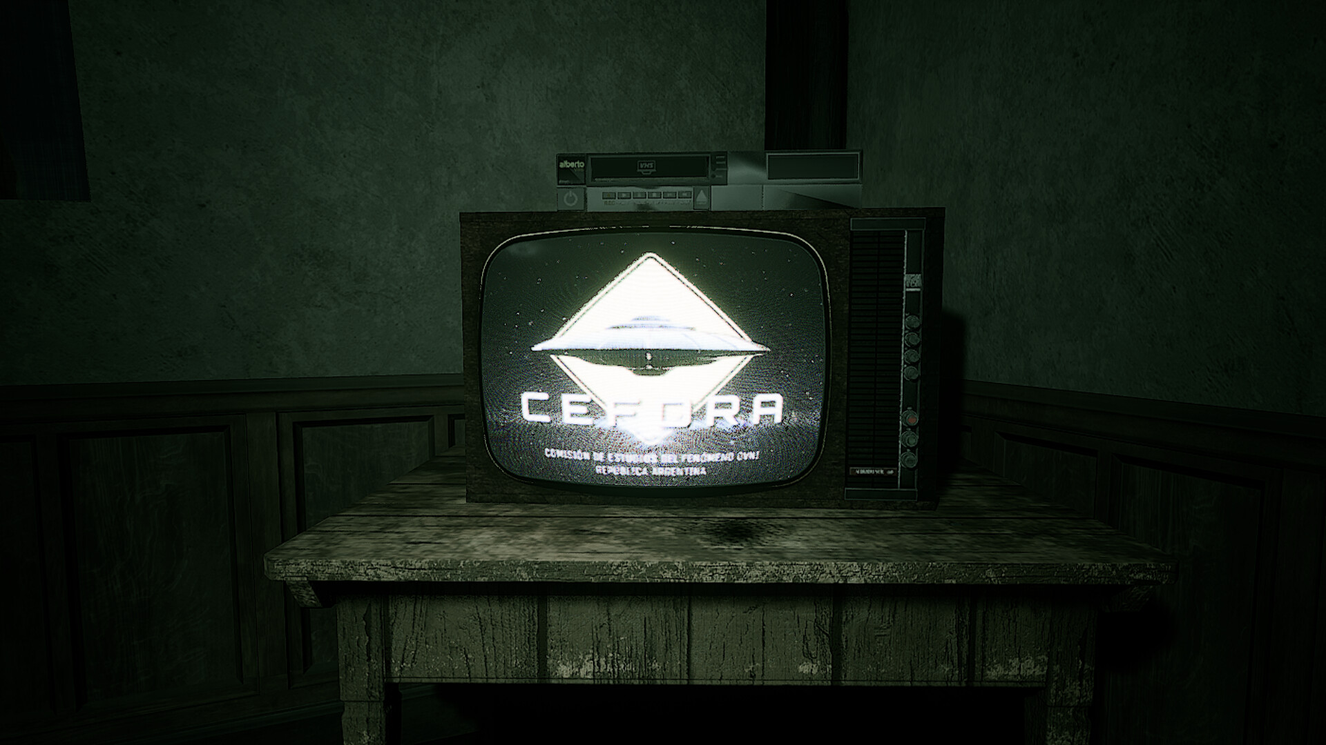 A TV showing a spaceship during the upcoming horror game, Who Are You?!
