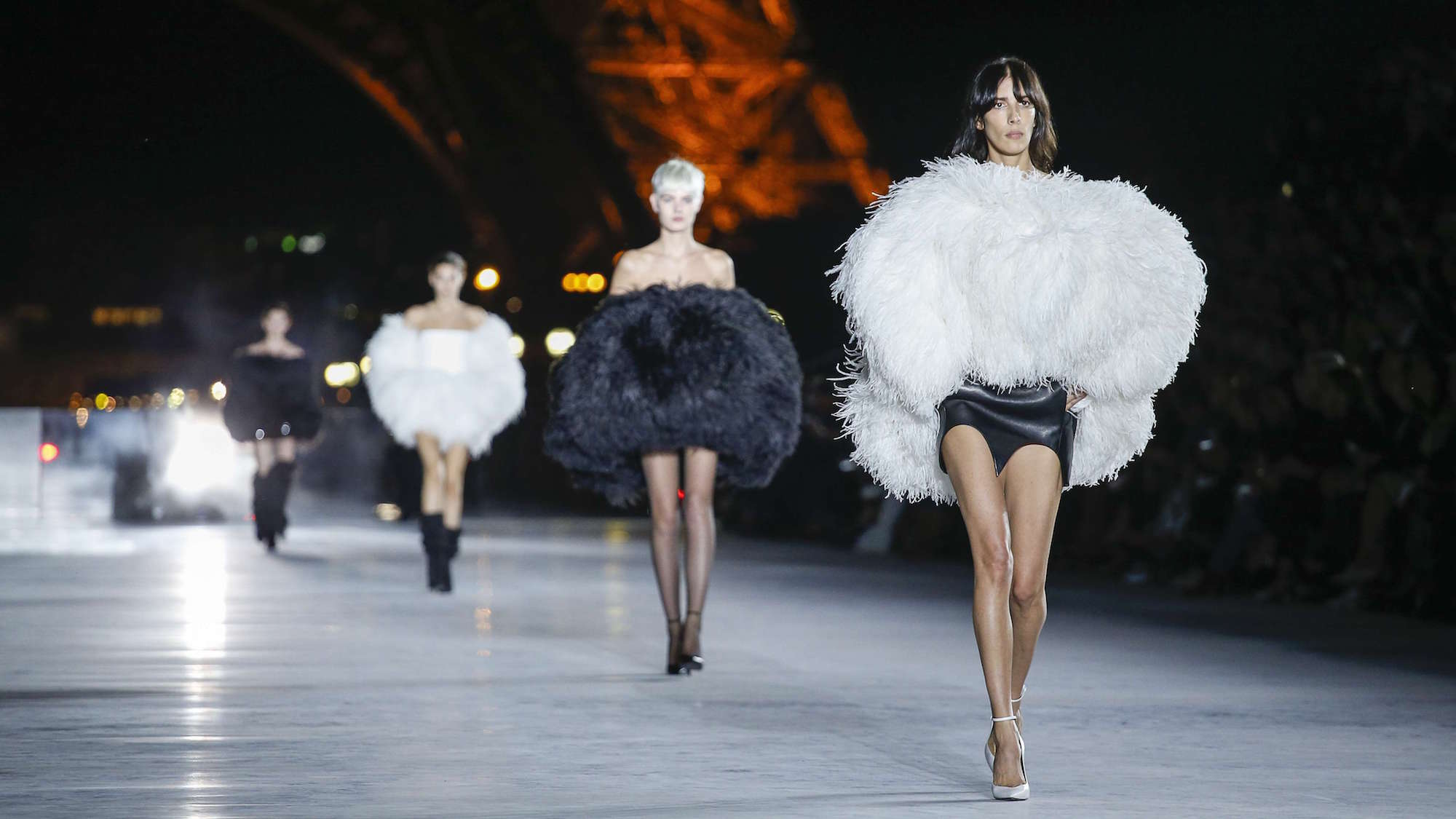 Yves Saint Laurent Shows Strong Shoulders at Paris Fashion Week