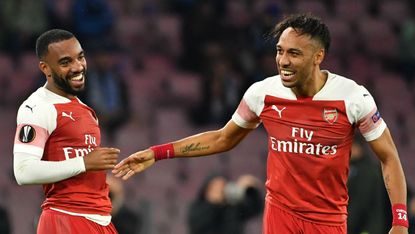 Arsenal strikers Alexandre Lacazette and Pierre-Emerick Aubameyang