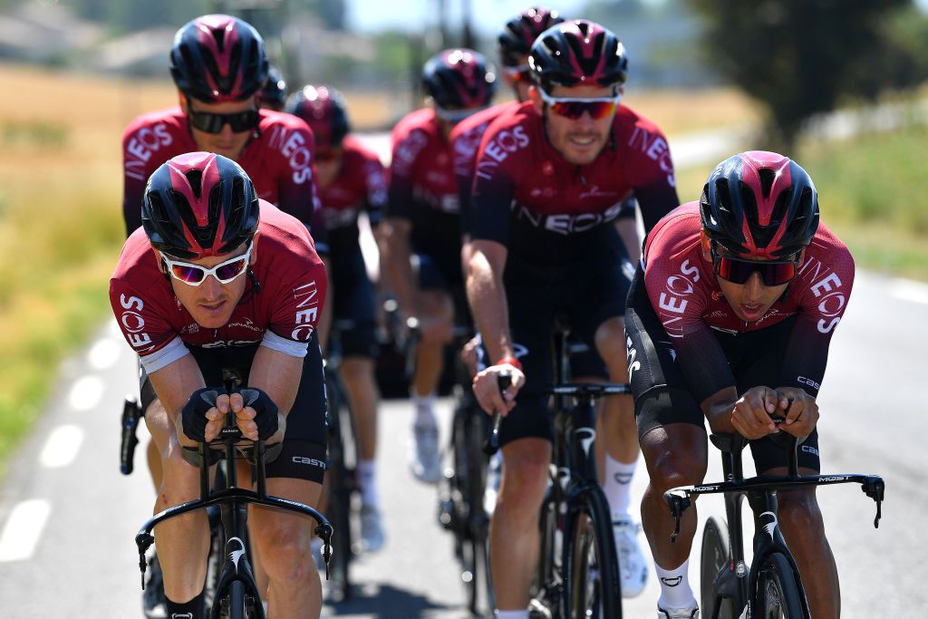 Geraint Thomas and Egan Bernal became reacquainted with time trial bikes on the rest day