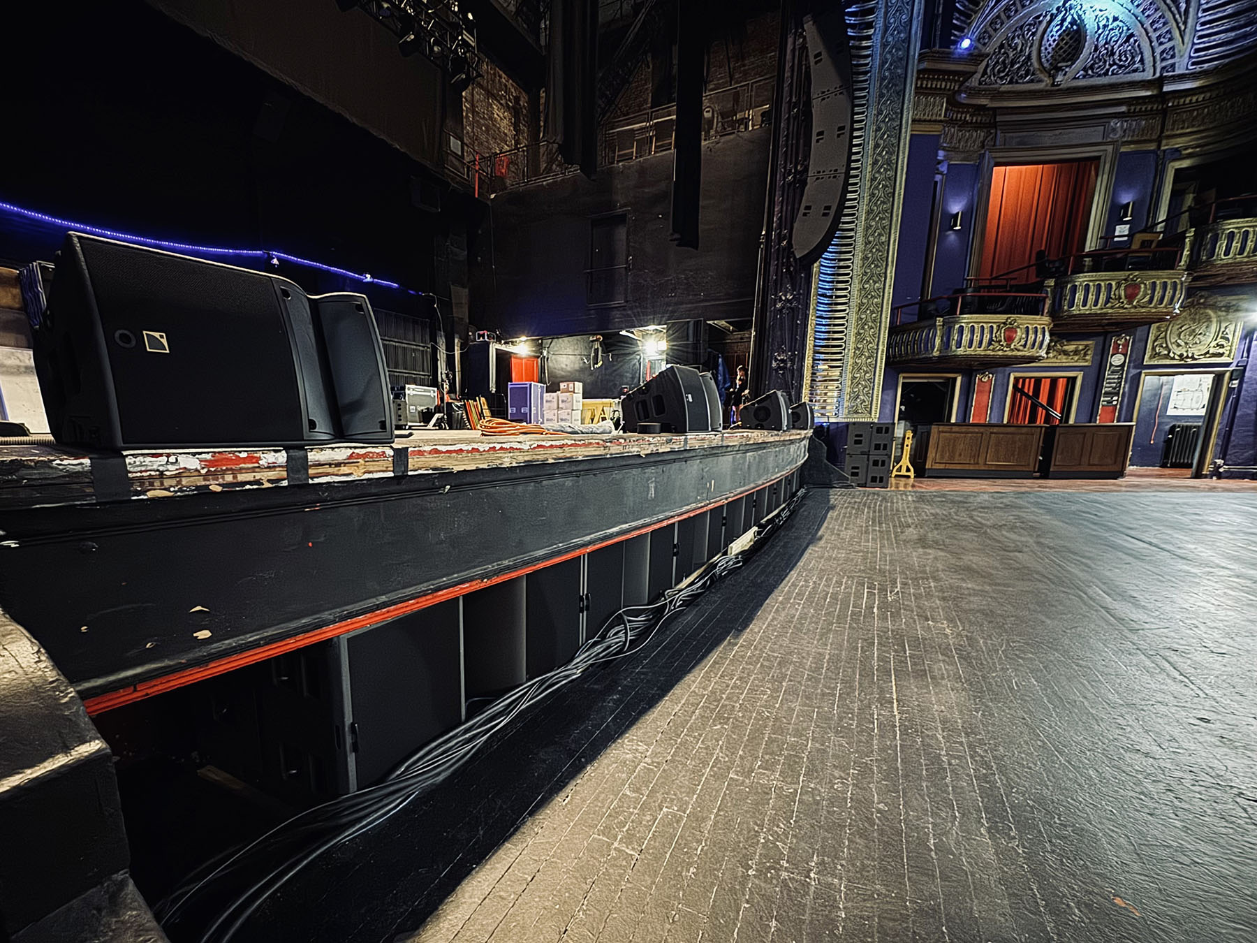 Local industrial music legends Ministry take the stage at the Riv, with its L-Acoustics A15/KS21 side-fills in view behind the L2/L2D hangs.