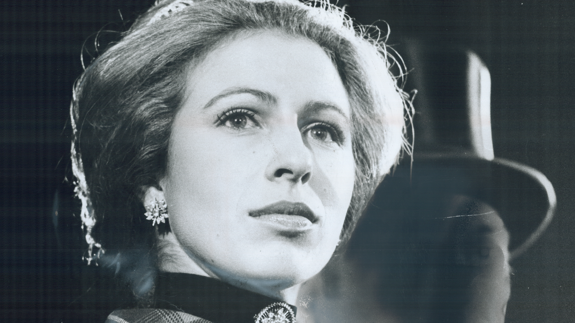 Princess Anne wearing a tiara and a choker in 1974