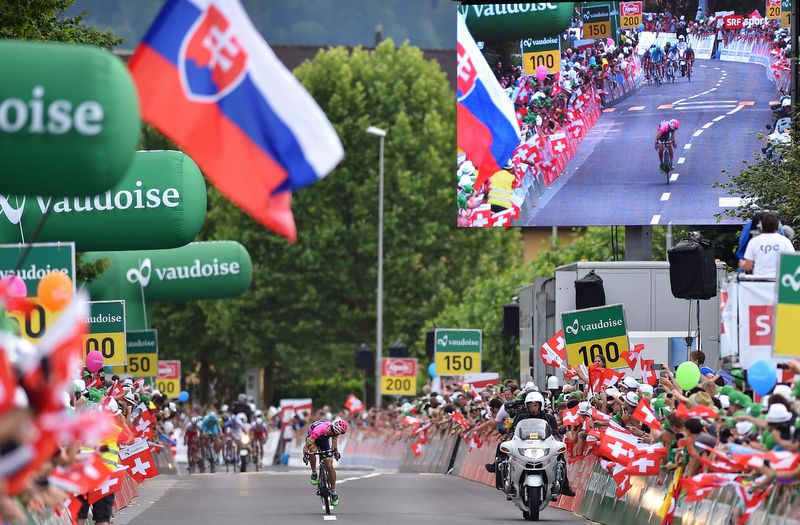 Kristijan Durasek (Lampre-Merida) in the final metres of the stage