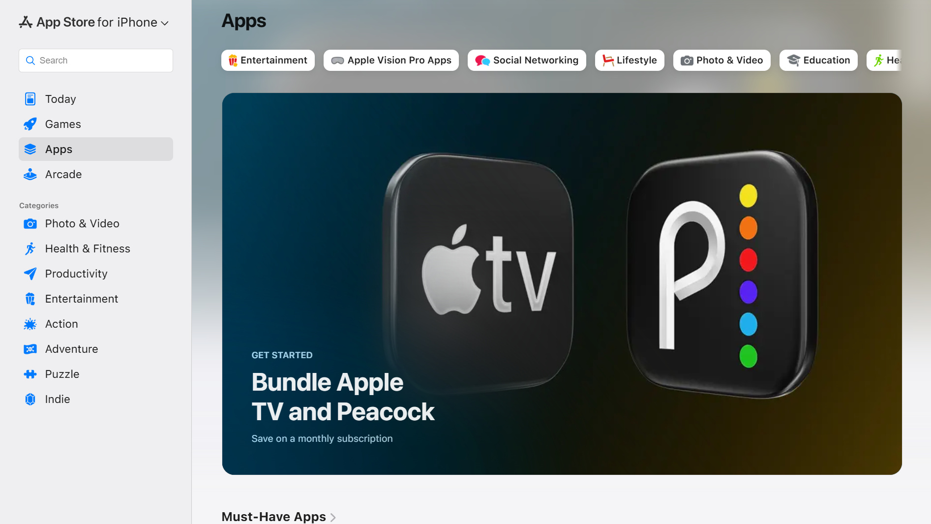 A screenshot of Apple&#039;s App store in a web browser