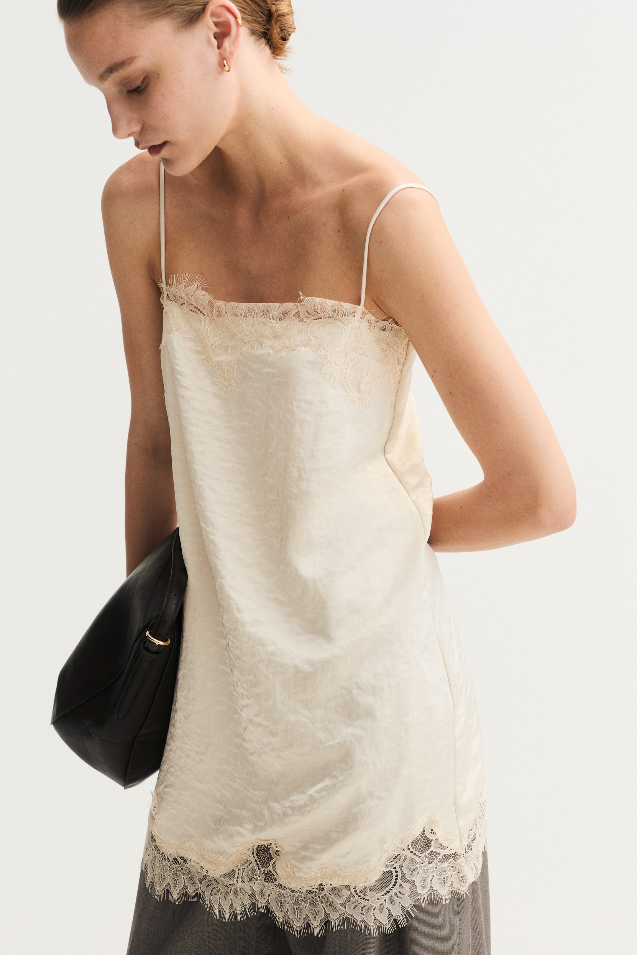 Lace-Trimmed Slip Dress