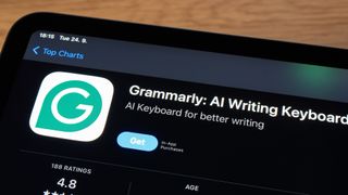 Grammarly download button shown on a screen