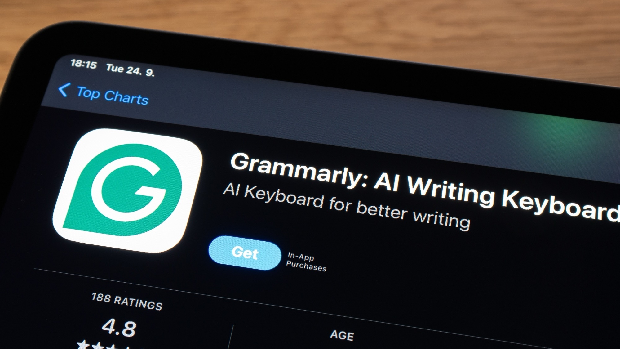 Grammarly download button shown on a screen