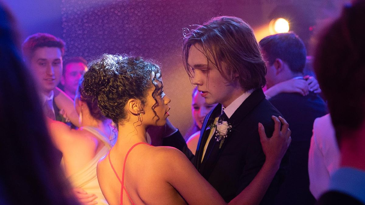 Taylor Russell and Charlie Plummer as Maya and Adam in &quot;Words on Bathroom Walls&quot; (2020)