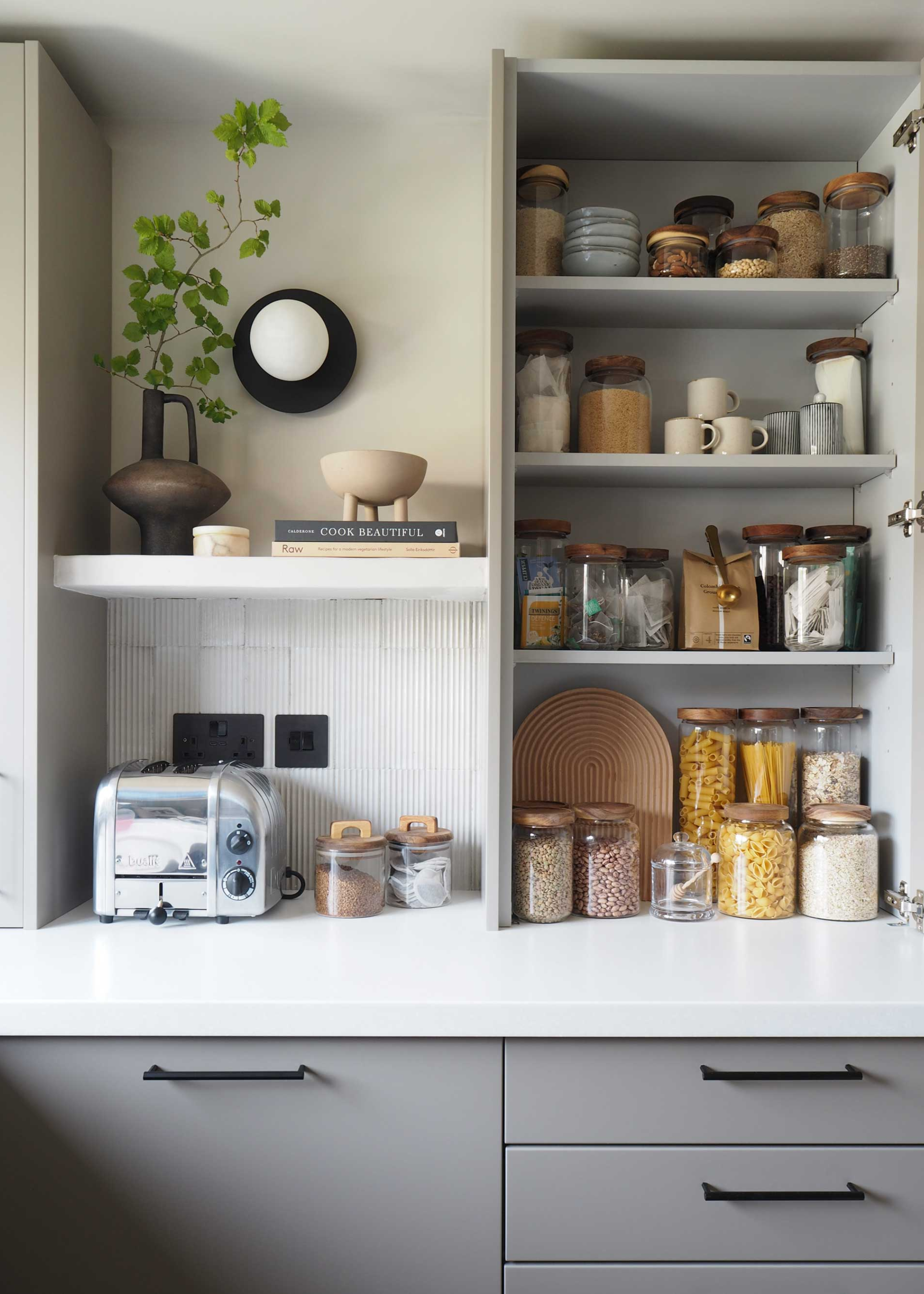 a small kitchen pantry