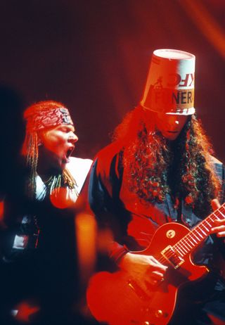 Guns N' Roses, Axl Rose, Buckethead, Pukkelpop Festival, Hasselt, Belgium, 24/08/2002. (Photo by Gie Knaeps/Getty Images)
